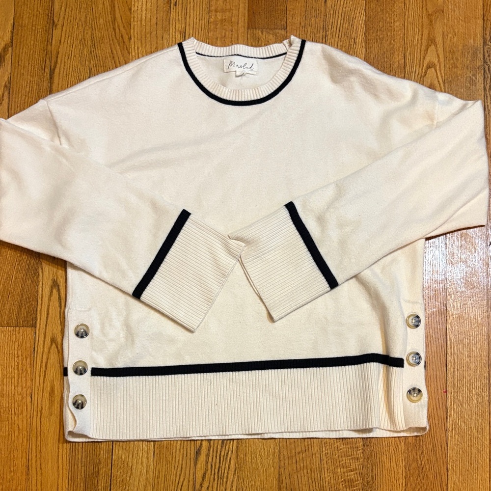 Marled Cream Sweater with Black Accents